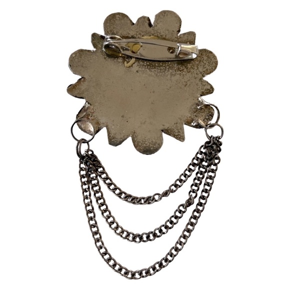 Vintage Colorful Flower Chain Brooch Pin - Picture 4 of 7